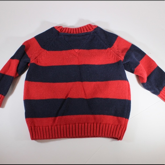 TOMMY HILFIGER Sweater Red White Stripe Flag Crewneck Pullover 12 Months - Picture 2 of 4
